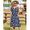 Zeagoo Summer Dresses for Women 2026 Casual Short Sleeve Aline Midi Dress with Pocket Flowy Pleated Tshirt Beach Sundress(Sf297)