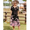 Zeagoo Summer Dresses for Women 2026 Casual Short Sleeve Aline Midi Dress with Pocket Flowy Pleated Tshirt Beach Sundress(Sf31)