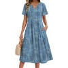 Zeagoo Summer Dresses for Women 2026 Casual Short Sleeve Aline Midi Dress with Pocket Flowy Pleated Tshirt Beach Sundress(Sp111)