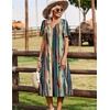Zeagoo Summer Dresses for Women 2026 Casual Short Sleeve Aline Midi Dress with Pocket Flowy Pleated Tshirt Beach Sundress(Stripe)
