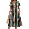 Zeagoo Summer Dresses for Women 2026 Casual Short Sleeve Aline Midi Dress with Pocket Flowy Pleated Tshirt Beach Sundress(Stripe)