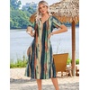 Zeagoo Summer Dresses for Women 2026 Casual Short Sleeve Aline Midi Dress with Pocket Flowy Pleated Tshirt Beach Sundress(Stripe)