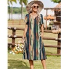 Zeagoo Summer Dresses for Women 2026 Casual Short Sleeve Aline Midi Dress with Pocket Flowy Pleated Tshirt Beach Sundress(Stripe)
