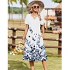 Zeagoo Summer Dresses for Women 2026 Casual Short Sleeve Aline Midi Dress with Pocket Flowy Pleated Tshirt Beach Sundress(Wf118)