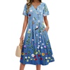 Zeagoo Summer Dresses for Women 2026 Casual Short Sleeve Aline Midi Dress with Pocket Flowy Pleated Tshirt Beach Sundress(Wf89)
