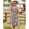 Zeagoo Summer Dresses for Women 2026 Casual Short Sleeve Aline Midi Dress with Pocket Flowy Pleated Tshirt Beach Sundress(Xh265)