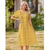 Zeagoo Summer Dresses for Women 2026 Casual Short Sleeve Aline Midi Dress with Pocket Flowy Pleated Tshirt Beach Sundress(Yellow Floral)