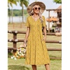 Zeagoo Summer Dresses for Women 2026 Casual Short Sleeve Aline Midi Dress with Pocket Flowy Pleated Tshirt Beach Sundress(Yellow Floral)