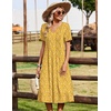 Zeagoo Summer Dresses for Women 2026 Casual Short Sleeve Aline Midi Dress with Pocket Flowy Pleated Tshirt Beach Sundress(Yellow Floral)