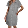 Zeagoo Summer Dresses for Women 2026 Cotton Button Down Short Sleeve Tshirt Dresses Casual Mini Beach Dress(01-black+white Stripe)