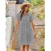 Zeagoo Summer Dresses for Women 2026 Cotton Button Down Short Sleeve Tshirt Dresses Casual Mini Beach Dress(01-black+white Stripe)