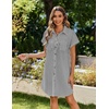 Zeagoo Summer Dresses for Women 2026 Cotton Button Down Short Sleeve Tshirt Dresses Casual Mini Beach Dress(01-black+white Stripe)