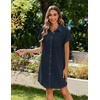 Zeagoo Summer Dresses for Women 2026 Cotton Button Down Short Sleeve Tshirt Dresses Casual Mini Beach Dress(01-navy Blue)