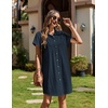 Zeagoo Summer Dresses for Women 2026 Cotton Button Down Short Sleeve Tshirt Dresses Casual Mini Beach Dress(01-navy Blue)