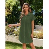 Zeagoo Summer Dresses for Women 2026 Cotton Button Down Short Sleeve Tshirt Dresses Casual Mini Beach Dress(Army Green)