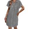Zeagoo Summer Dresses for Women 2026 Cotton Button Down Short Sleeve Tshirt Dresses Casual Mini Beach Dress(Black+white Stripe 02)