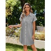 Zeagoo Summer Dresses for Women 2026 Cotton Button Down Short Sleeve Tshirt Dresses Casual Mini Beach Dress(Black+white Stripe 02)