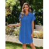 Zeagoo Summer Dresses for Women 2026 Cotton Button Down Short Sleeve Tshirt Dresses Casual Mini Beach Dress(Blue)