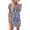 Zeagoo Summer Dresses for Women 2026 Cotton Button Down Short Sleeve Tshirt Dresses Casual Mini Beach Dress(Blue Leaf Print)