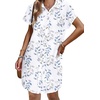 Zeagoo Summer Dresses for Women 2026 Cotton Button Down Short Sleeve Tshirt Dresses Casual Mini Beach Dress(Blue White Floral)