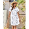 Zeagoo Summer Dresses for Women 2026 Cotton Button Down Short Sleeve Tshirt Dresses Casual Mini Beach Dress(Blue White Floral)