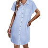 Zeagoo Summer Dresses for Women 2026 Cotton Button Down Short Sleeve Tshirt Dresses Casual Mini Beach Dress(Blue+white Stripe)