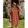 Zeagoo Summer Dresses for Women 2026 Cotton Button Down Short Sleeve Tshirt Dresses Casual Mini Beach Dress(Brick Red)