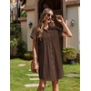 Zeagoo Summer Dresses for Women 2026 Cotton Button Down Short Sleeve Tshirt Dresses Casual Mini Beach Dress(Brown)