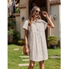 Zeagoo Summer Dresses for Women 2026 Cotton Button Down Short Sleeve Tshirt Dresses Casual Mini Beach Dress(Brown+white Stripe)