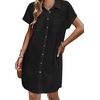 Zeagoo Summer Dresses for Women 2026 Cotton Button Down Short Sleeve Tshirt Dresses Casual Mini Beach Dress(Classic Black)