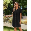 Zeagoo Summer Dresses for Women 2026 Cotton Button Down Short Sleeve Tshirt Dresses Casual Mini Beach Dress(Classic Black)