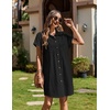 Zeagoo Summer Dresses for Women 2026 Cotton Button Down Short Sleeve Tshirt Dresses Casual Mini Beach Dress(Classic Black)