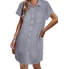 Zeagoo Summer Dresses for Women 2026 Cotton Button Down Short Sleeve Tshirt Dresses Casual Mini Beach Dress(Dark Blue+white Stripe)