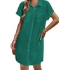 Zeagoo Summer Dresses for Women 2026 Cotton Button Down Short Sleeve Tshirt Dresses Casual Mini Beach Dress(Green 02)