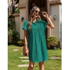 Zeagoo Summer Dresses for Women 2026 Cotton Button Down Short Sleeve Tshirt Dresses Casual Mini Beach Dress(Green 02)