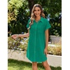 Zeagoo Summer Dresses for Women 2026 Cotton Button Down Short Sleeve Tshirt Dresses Casual Mini Beach Dress(Green)