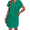 Zeagoo Summer Dresses for Women 2026 Cotton Button Down Short Sleeve Tshirt Dresses Casual Mini Beach Dress(Green)