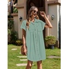 Zeagoo Summer Dresses for Women 2026 Cotton Button Down Short Sleeve Tshirt Dresses Casual Mini Beach Dress(Green Stripes)