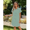 Zeagoo Summer Dresses for Women 2026 Cotton Button Down Short Sleeve Tshirt Dresses Casual Mini Beach Dress(Green Stripes)