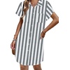 Zeagoo Summer Dresses for Women 2026 Cotton Button Down Short Sleeve Tshirt Dresses Casual Mini Beach Dress(Khaki White Stripes)