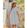 Zeagoo Summer Dresses for Women 2026 Cotton Button Down Short Sleeve Tshirt Dresses Casual Mini Beach Dress(Khaki White Stripes)