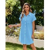 Zeagoo Summer Dresses for Women 2026 Cotton Button Down Short Sleeve Tshirt Dresses Casual Mini Beach Dress(Light Blue)