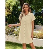 Zeagoo Summer Dresses for Women 2026 Cotton Button Down Short Sleeve Tshirt Dresses Casual Mini Beach Dress(Light Khaki)