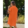 Zeagoo Summer Dresses for Women 2026 Cotton Button Down Short Sleeve Tshirt Dresses Casual Mini Beach Dress(Orange)