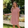Zeagoo Summer Dresses for Women 2026 Cotton Button Down Short Sleeve Tshirt Dresses Casual Mini Beach Dress(Pink)