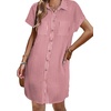Zeagoo Summer Dresses for Women 2026 Cotton Button Down Short Sleeve Tshirt Dresses Casual Mini Beach Dress(Red+white Stripe)