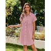 Zeagoo Summer Dresses for Women 2026 Cotton Button Down Short Sleeve Tshirt Dresses Casual Mini Beach Dress(Red+white Stripe)