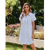 Zeagoo Summer Dresses for Women 2026 Cotton Button Down Short Sleeve Tshirt Dresses Casual Mini Beach Dress(Tw500)