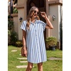 Zeagoo Summer Dresses for Women 2026 Cotton Button Down Short Sleeve Tshirt Dresses Casual Mini Beach Dress(Tw500)