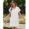 Zeagoo Summer Dresses for Women 2026 Cotton Button Down Short Sleeve Tshirt Dresses Casual Mini Beach Dress(White)